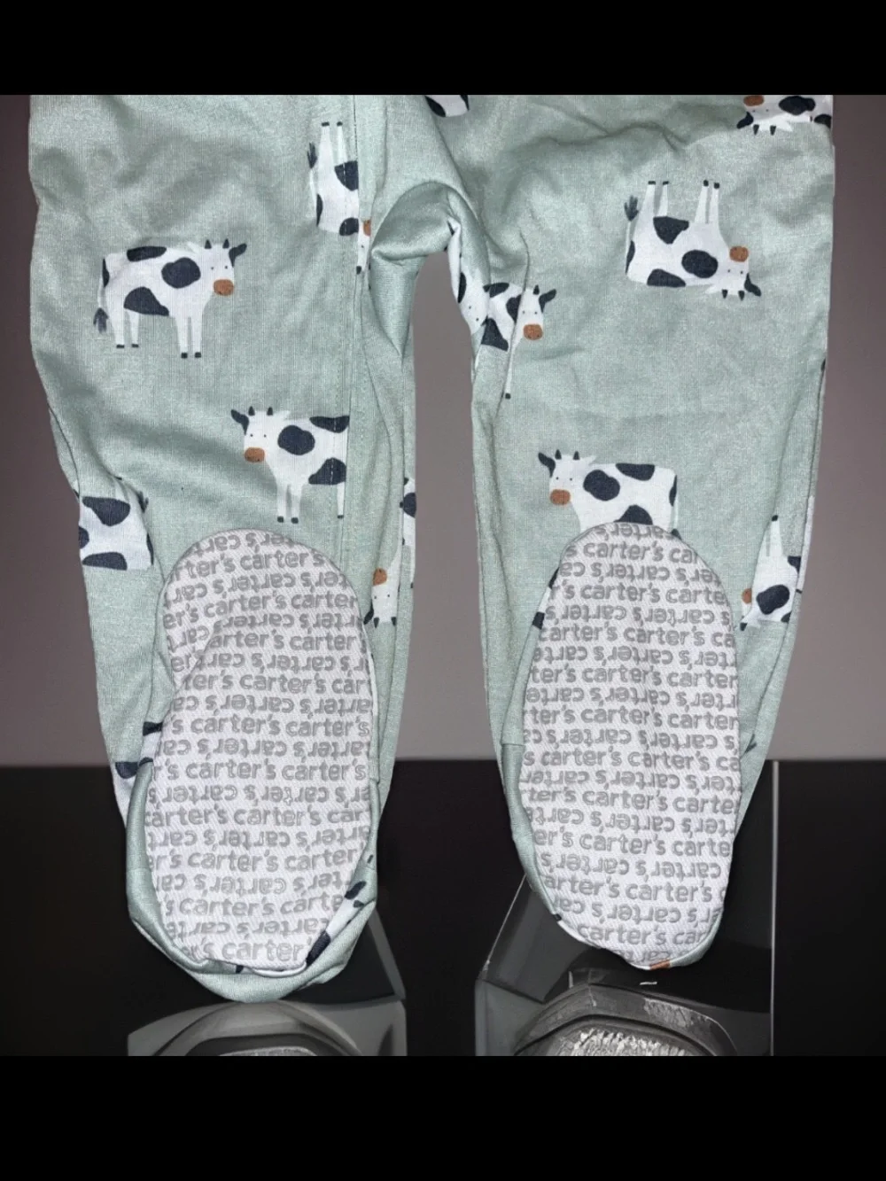 Mint Green COWS CLASSIC ZIPPER FITTED FOOTIE One-Piece for Toddlers 4T